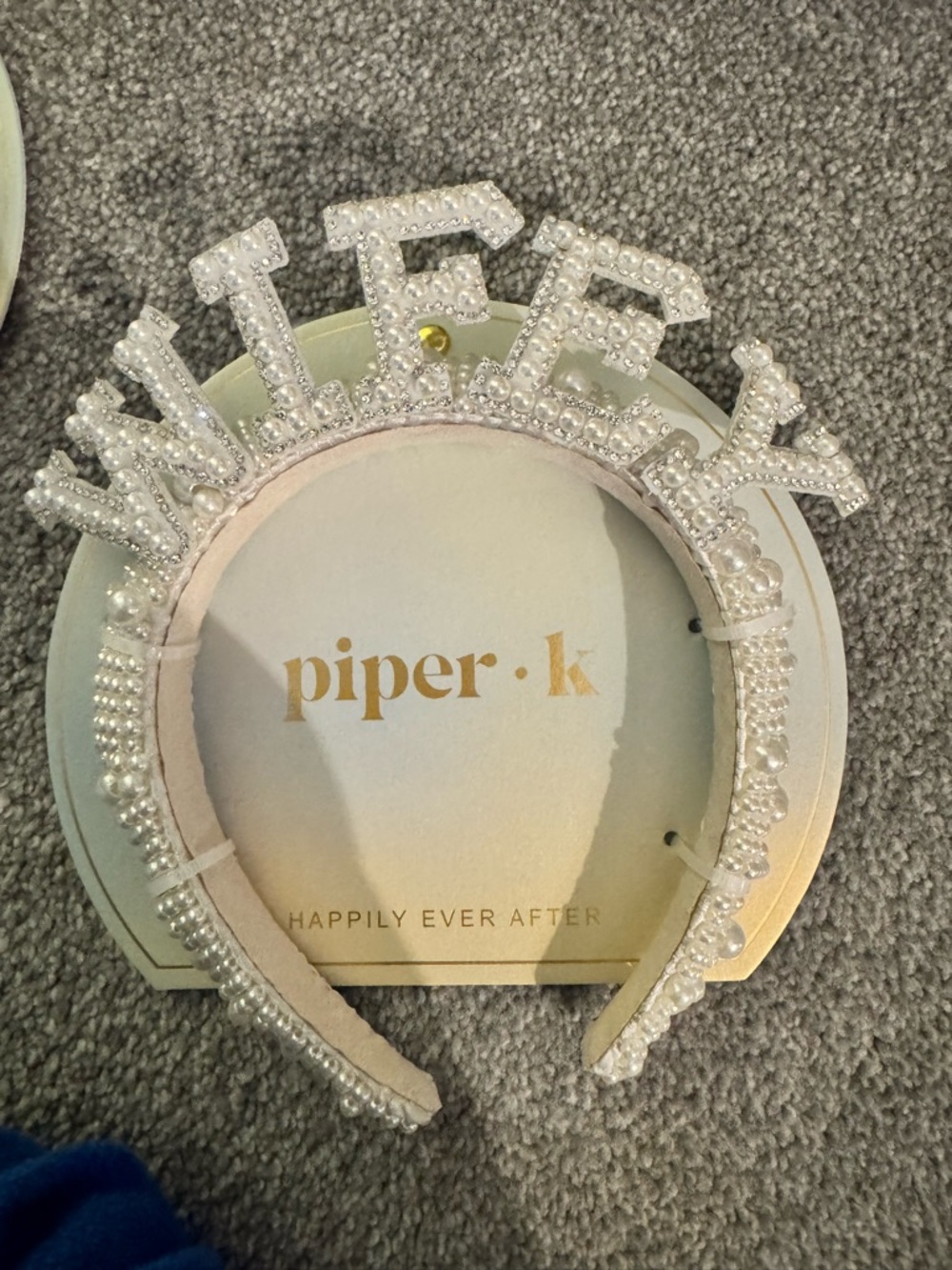 piper·k White “Wifey” Pearl & Crystal Headband